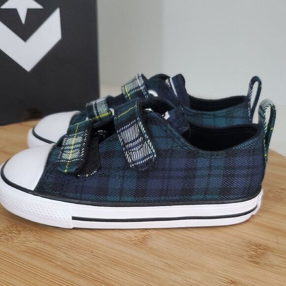 Converse Infant/Toddler CTAS 2V OX Green Plaid Low Top Shoes Size 8 NIB - Picture 3 of 10